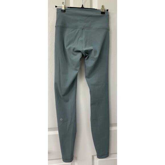 Lululemon Wunder Under Train high rise 28" crater blue size 6 draw string green - Picture 7 of 10